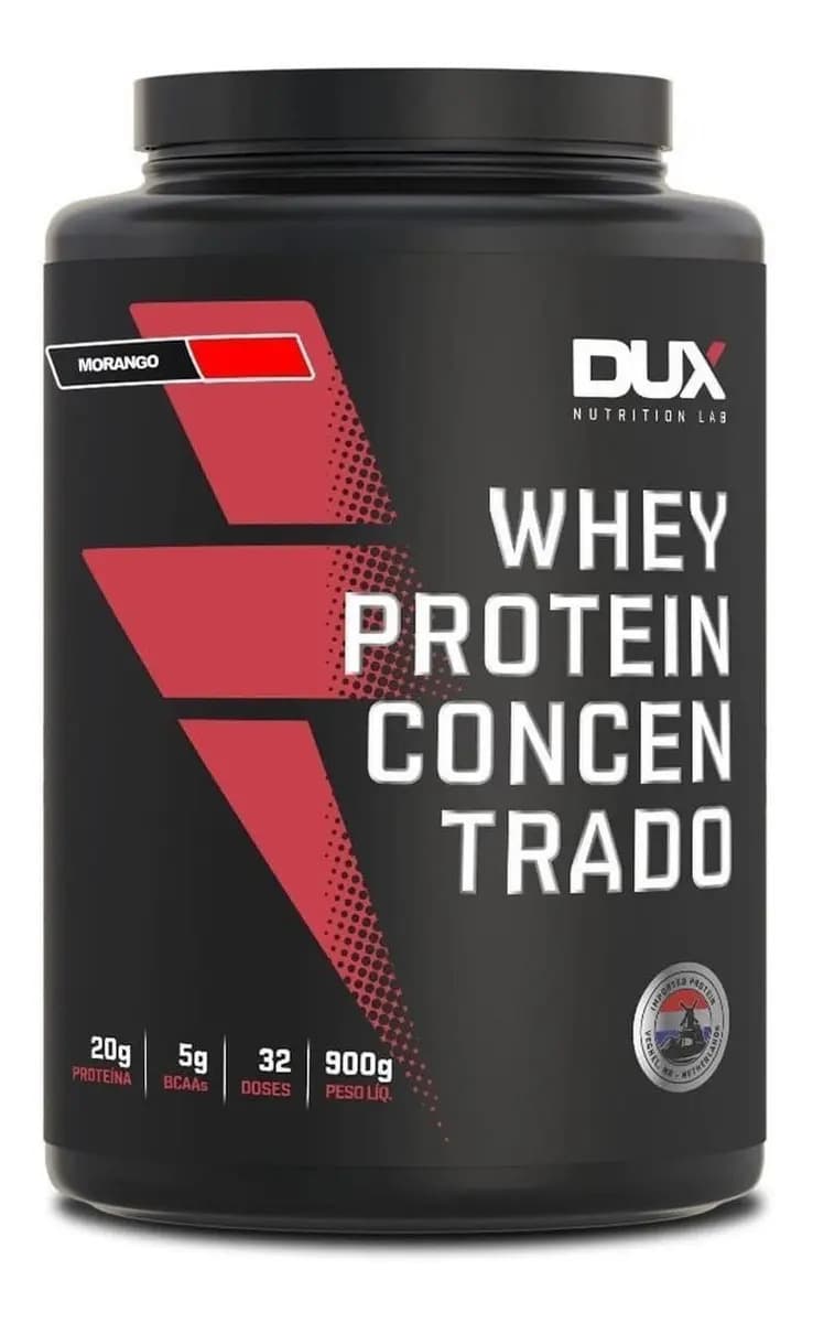 Whey Protein Concentrado 900g Morango Dux